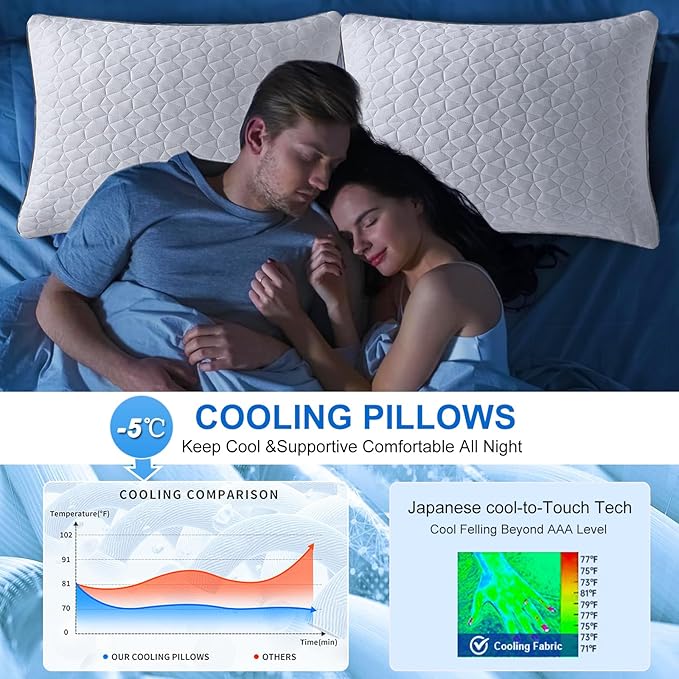 Cooling Pillows King Size Set of 4, Shredded Memory Foam Pillows, Adjustable - Image 3