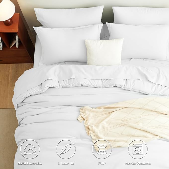 CozyLux King Size Comforter Set White, 7 Pieces Bed in a Bag King Comforter Set - Image 2