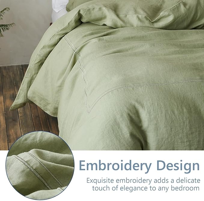 Simple&Opulence 100% Washed Linen Duvet Cover Set 88"x92" - Image 8