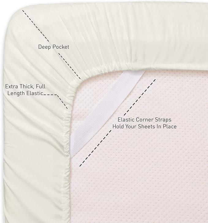 Twin XL Fitted Sheet Only with Full Elastic & Built in Corner Sheet Straps to - Image 2