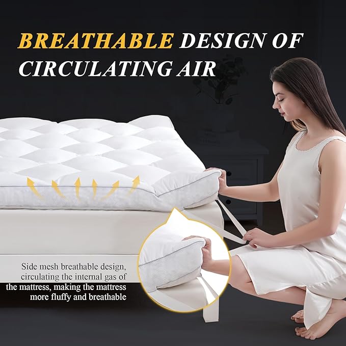 DOWNCOOL 3 Inch King Mattress Topper, Ultra Thick and Fluffy Supportive Memory - Image 2