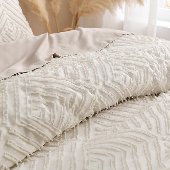 Andency Oversized King Comforter 120''x98'', 3 Pieces Beige Soft Boho Bedding - Image 5