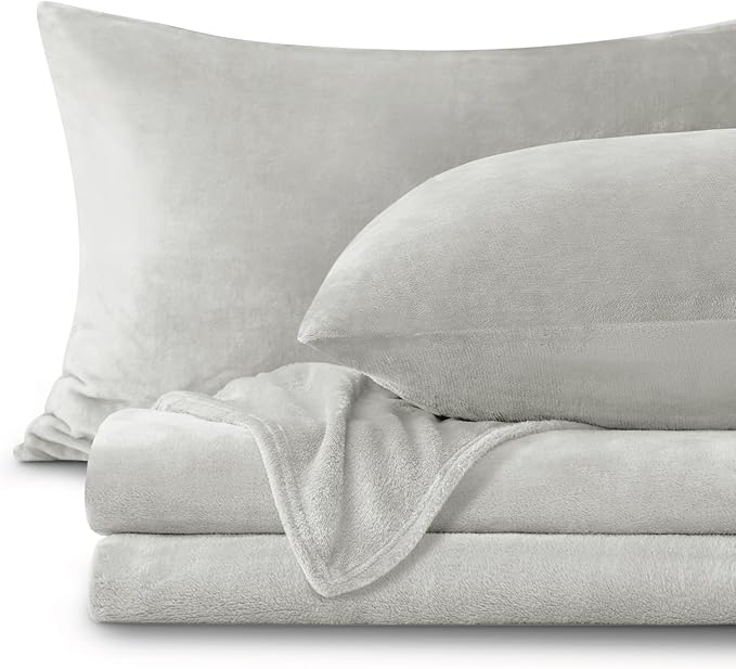 BEDELITE Flannel Sheets Queen Size Light Grey by BEDELITE