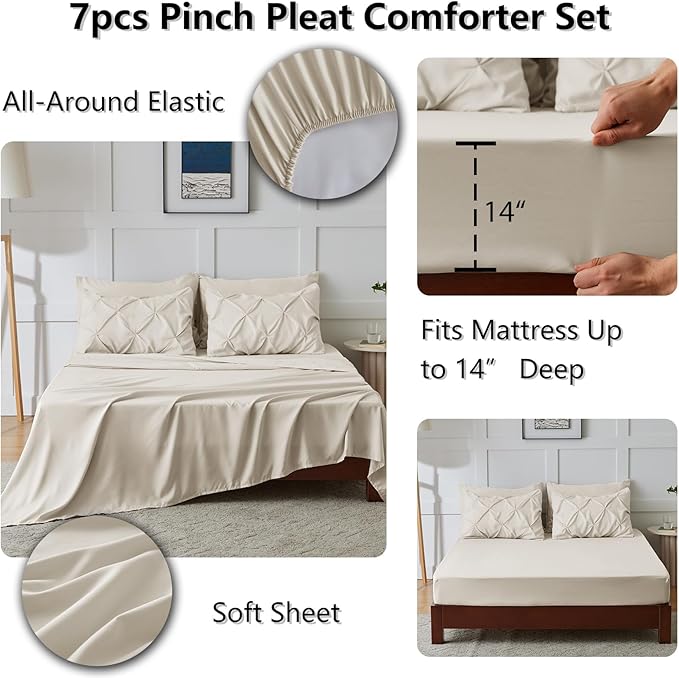 CozyLux California King Comforter Set Beige - Image 6