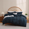 JSD Navy Blue Duvet Cover Set Full Size, 3 Piece Duvet Cover by JSD