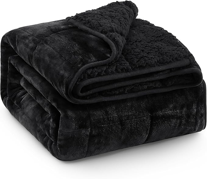 Super Fuzzy Soft Sherpa Fleece Weighted Blanket, 15 lbs Dual Sided Fluffy Heavy by EazfyPro
