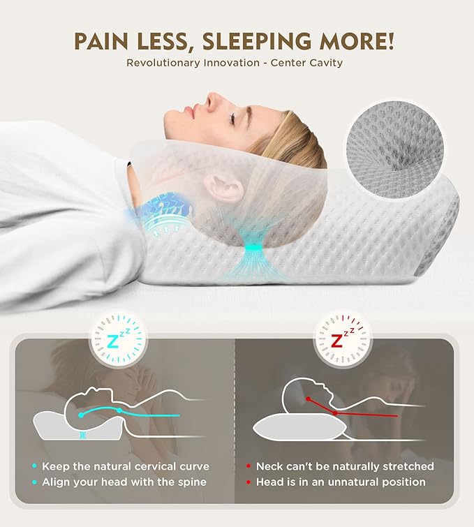 Osteo Cervical Pillow for Neck Pain Relief, Hollow Design Odorless Memory Foam - Image 2