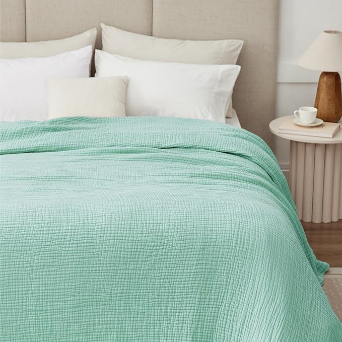 100% Cotton Muslin Blanket King 108" x 90", Breathable and Lightweight Cotton - Image 8