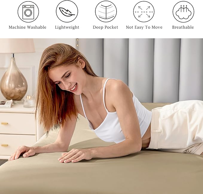 FreshCulture Pure Cotton Fitted Sheets King Size, 300 Thread Count Percale - Image 5