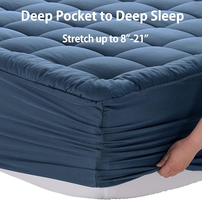 EASELAND Twin XL Mattress Pad Pillow Top Mattress Cover Quilted Fitted Mattress - Image 5