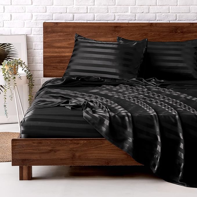 MR&HM Satin Bed Sheets, Full Size Sheets Set by MRHM
