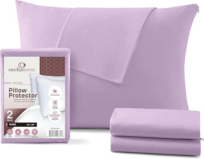 CirclesHome Pillow Protectors 2 Pack King Zippered by CirclesHome
