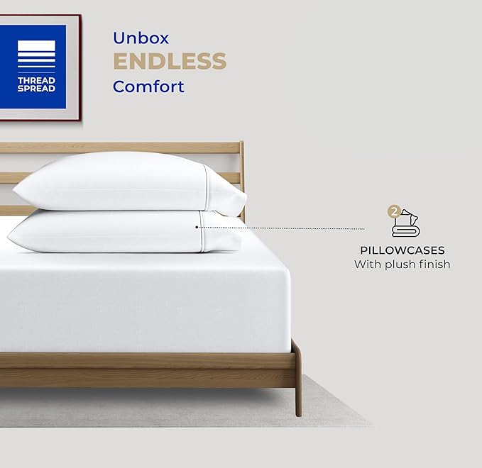 Thread Spread 100% Cotton Pillow Cases Queen Size Set of 2 - Image 2