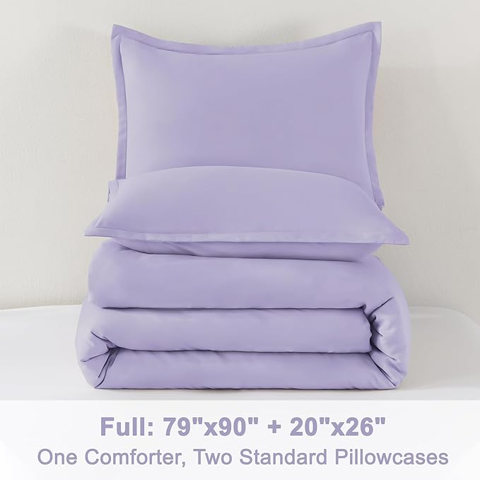 Litanika Lavender Purple Comforter Full Size, 3 Pieces Lightweight Solid - Image 9