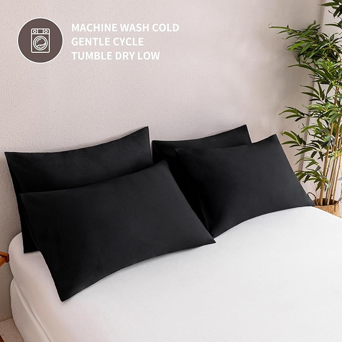 MINIPANDA Black Pillow Cases Set of 4 Queen Size - Image 6