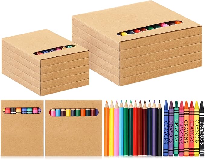 10 Sets Bulk Back to School Supplies, Colored Pencils Pre-Sharpened and Crayons Holiday Bundle in Box Mini Pencils Crayons Bulk Classroom Teacher Supplies, Cute Back to School Gifts-DeskoryOffice