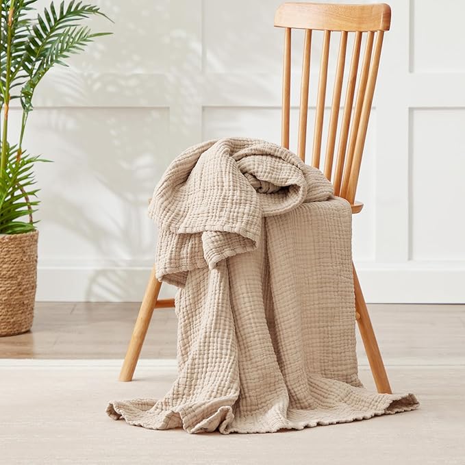 100% Cotton Muslin Blanket 50" x 60", Breathable and Lightweight Cotton Throw - Image 3