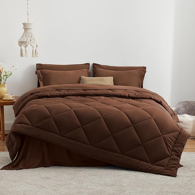Love's cabin Twin XL Comforter Set Brown, 5 Pieces Twin XL Bed in a Bag - Image 2