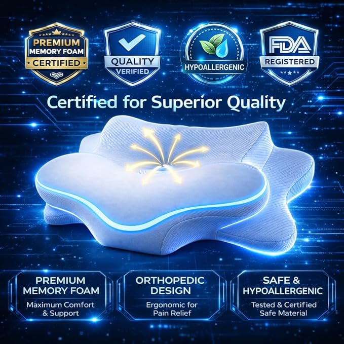 Cervical Pillow for Neck Pain Relief, Ergonomic Dual-Height Memory Foam Pillow - Image 3