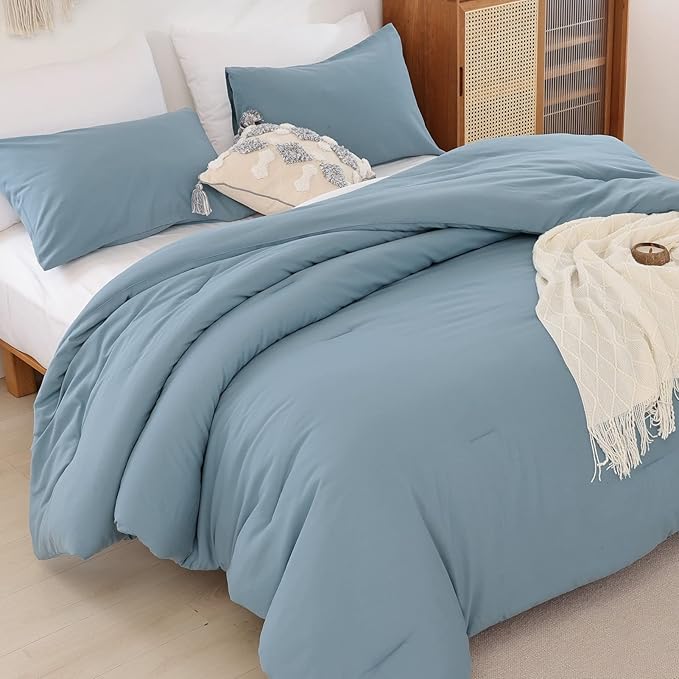 ROSGONIA Comforter Full Size for Boys Teen Girls Dusty Blue, Lightweight Dorm - Image 2
