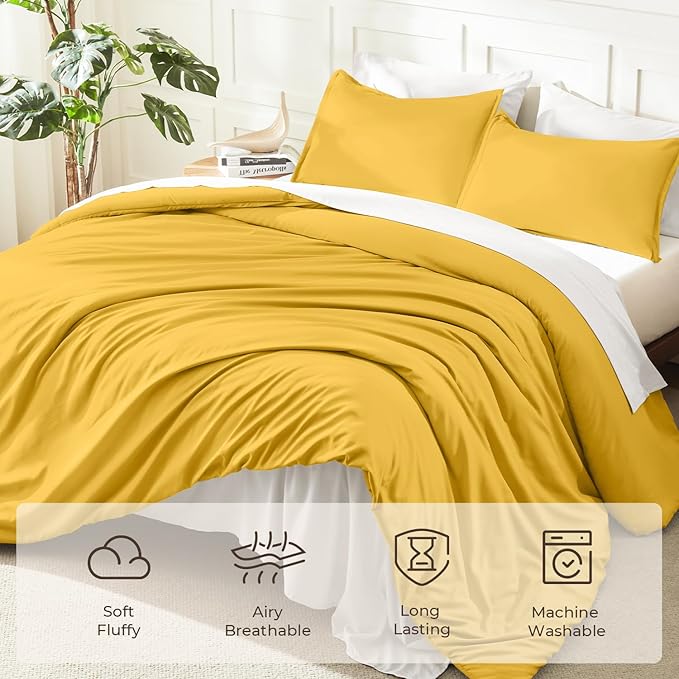 Litanika Mustard Yellow Comforter Set Twin/Twin XL Size, 2 Pieces Lightweight - Image 3