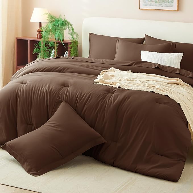 CozyLux Twin XL Comforter Set Brown, 5 Pieces Bed in a Bag Twin Extra Long - Image 8