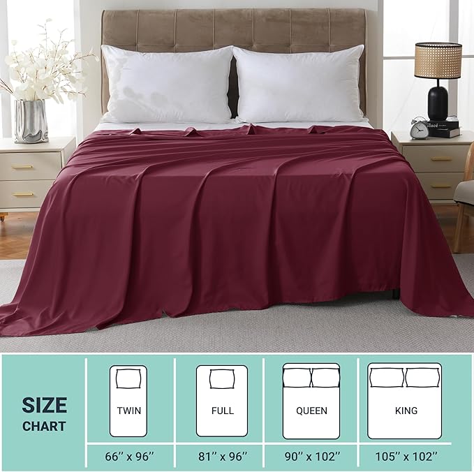 ZPECC Full Flat Sheet Only 1 Pack, Durable Burgundy Top Bed Sheets - Image 5