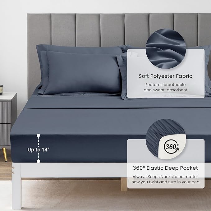 Love's cabin California King Comforter Set Navy Blue, 7 Pieces California King - Image 4