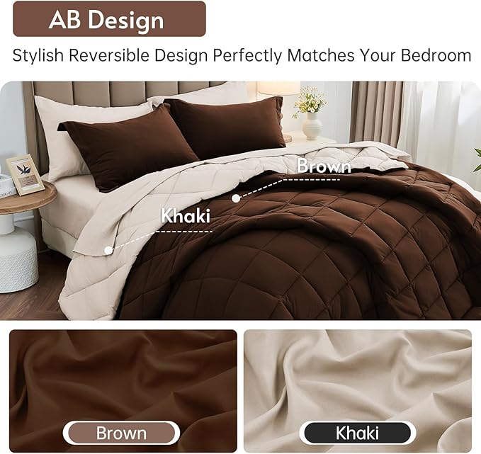 MUXHOMO 7 Pieces California King Comforter Set, Reversible Bed in a Bag Cal - Image 3