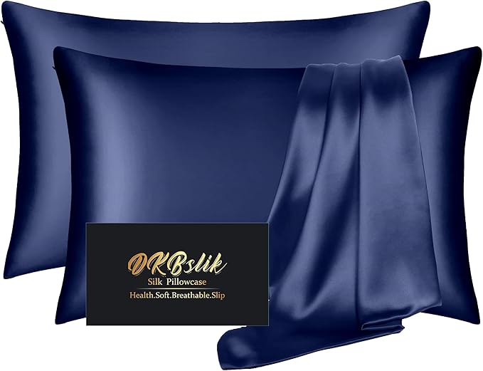 Silk Pillowcase 2 Pack, Mulberry Silk Pillow Cases Queen Size Set of 2 by HOME