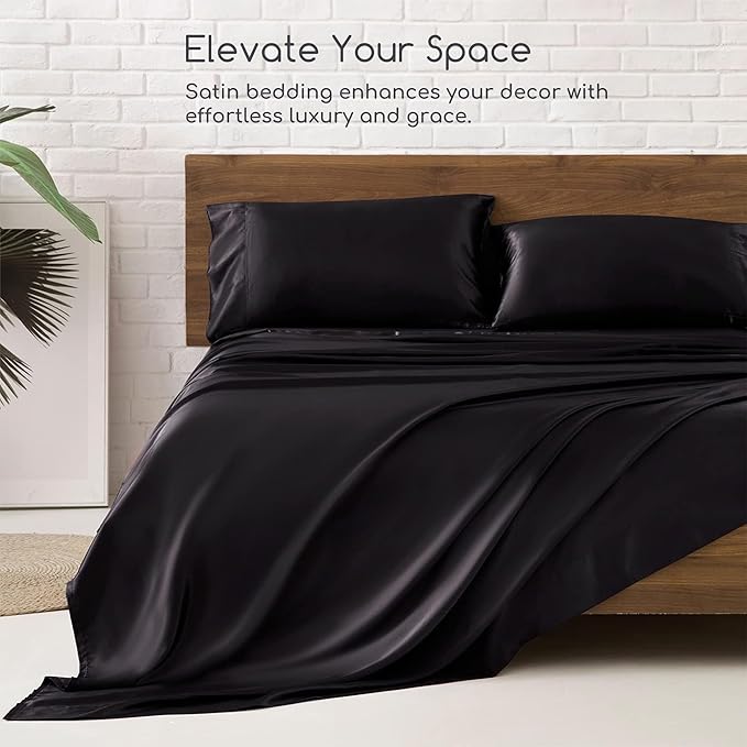 MR&HM Satin Bed Sheets, California King Size Sheets Set - Image 5