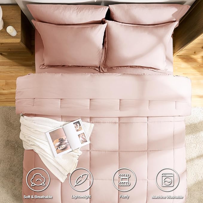 CozyLux King Size Comforter Set Blush Pink - Image 2