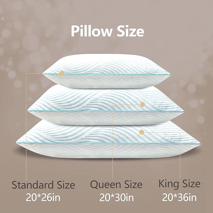 Pillows Standard Size Set of 2 Cooling Memory Foam Pillows - Image 8