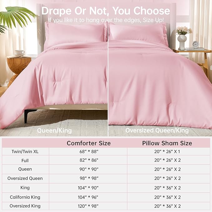 MUXHOMO Pink Oversized Queen Comforter Sets, All Season Ultra Soft Down - Image 8