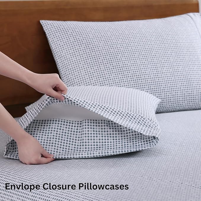 LANE LINEN 100% Organic Cotton Printed King Size Bedding Sheets & Pillowcases - Image 5