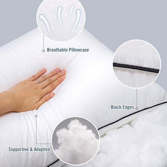 King Size Bed Pillows for Sleeping 4 Pack, Luxury Hotel Pillows, Comfortable - Image 4
