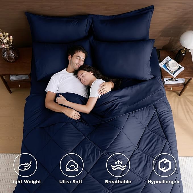HEVUMYI Navy Blue Cali-King Comforter Set - Image 2