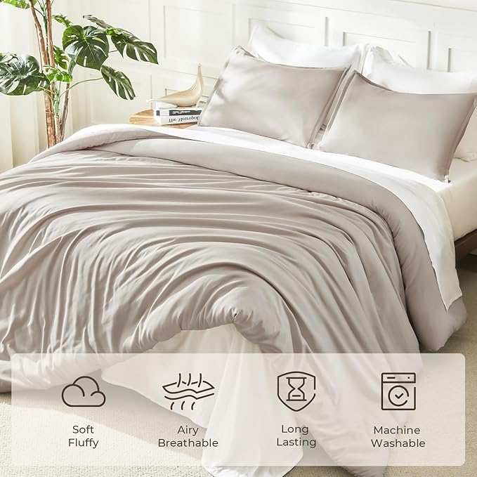 Litanika Linen Super King Plus Comforter Set, 3 Pieces Linen Lightweight Solid - Image 3