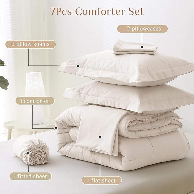 JOLLYVOGUE King Comforter Set, Ultra-Soft Bed in a Bag King Size 7 Pieces - Image 5