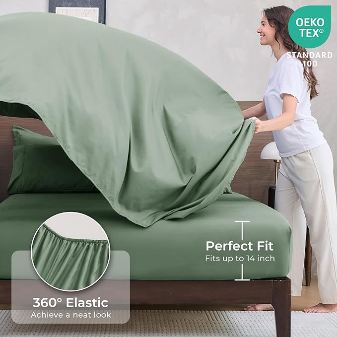 HEVUMYI Sage Green Queen Comforter Set - Image 5