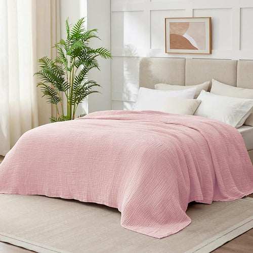 100% Cotton Muslin Blanket Twin 66" x 90", 6 Layers Breathable and Lightweight - Image 2