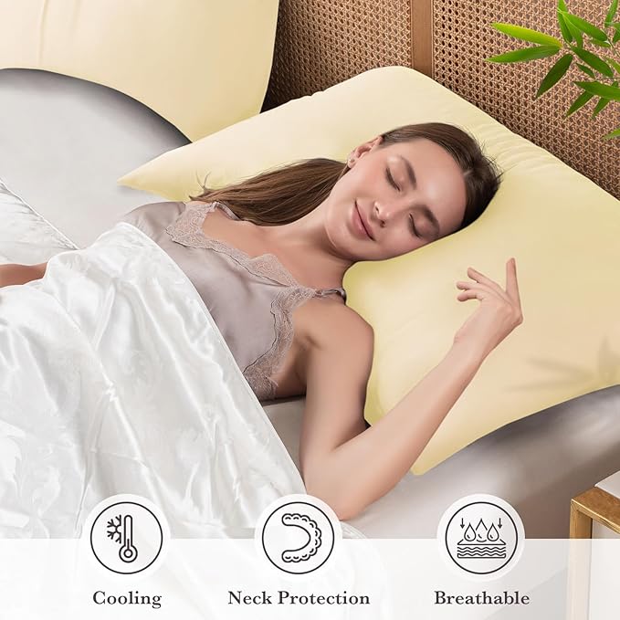 Curved Pillow Case King Size, Side Sleeper Pillow Cases Cover Cooling Rayon - Image 3