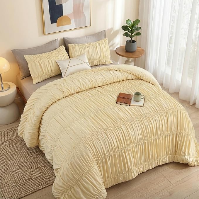 weigelia Cinched Comforter Set King – Soft Girl Ruched Bedding Set, Apartment & - Image 7