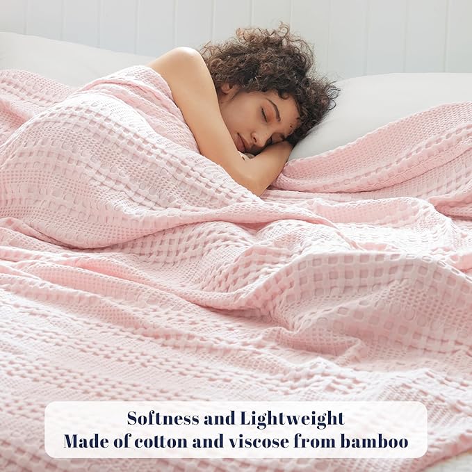 PHF Cooling Waffle Blanket Queen Size, Lightweight 60% Rayon from Bamboo & 40% - Image 2