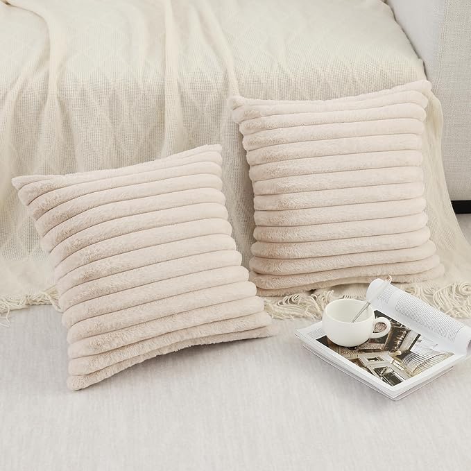 Pallene Faux Fur Plush Throw Pillow Covers 16x16 Set of 2, Luxury Soft Fluffy - Image 6