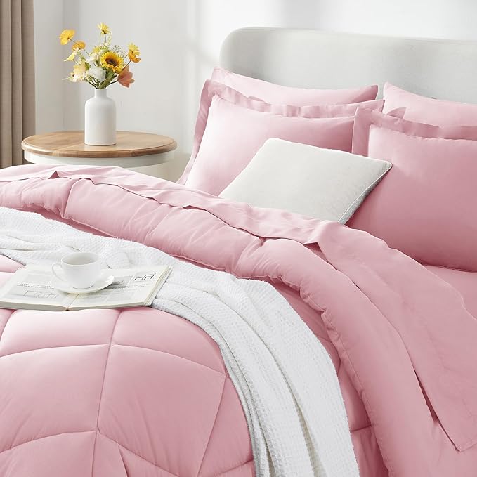 CozyLux Queen Comforter Set Pink - Image 8
