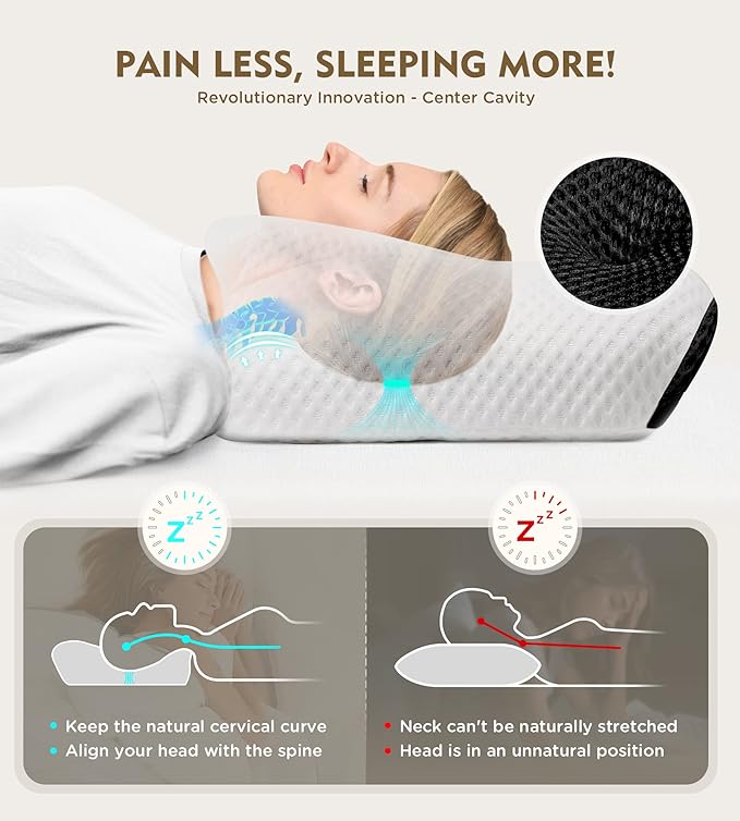 Osteo Cervical Pillow for Neck Pain Relief, Hollow Design Odorless Memory Foam - Image 2