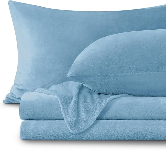 BEDELITE Flannel Sheets Twin Size Forever Blue by BEDELITE