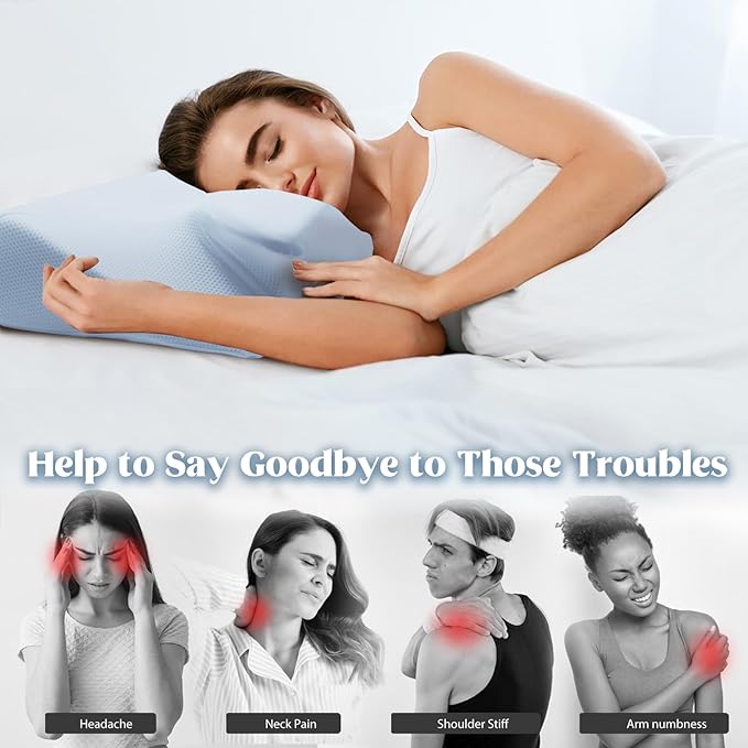 Cervical Pillow for Neck Pain Relief, Cooling Contour Memory Foam Pillows - Image 4