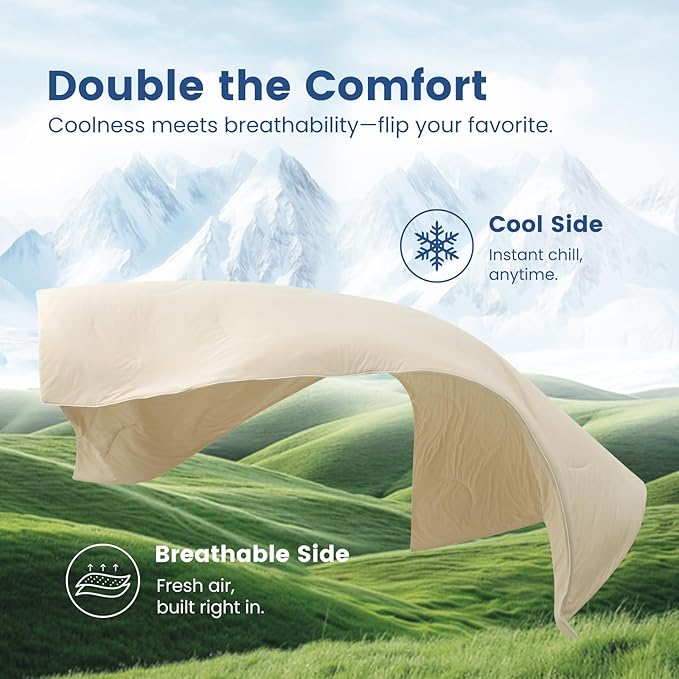 Cozy Bliss Cooling Comforter King Size, Reversible Lightweight Cooling Blankets - Image 9